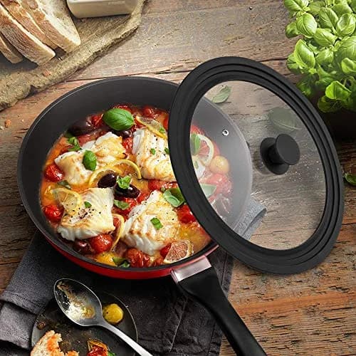 ELKKNOVE Universal Lid for Pots, Pans & Skillets 20cm-24cm (8"-9.5") | Tempered Glass with Steam Vent thumbnail 6