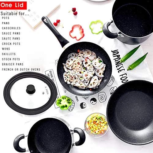ELKKNOVE Universal Lid for Pots, Pans & Skillets 20cm-24cm (8"-9.5") | Tempered Glass with Steam Vent thumbnail 7