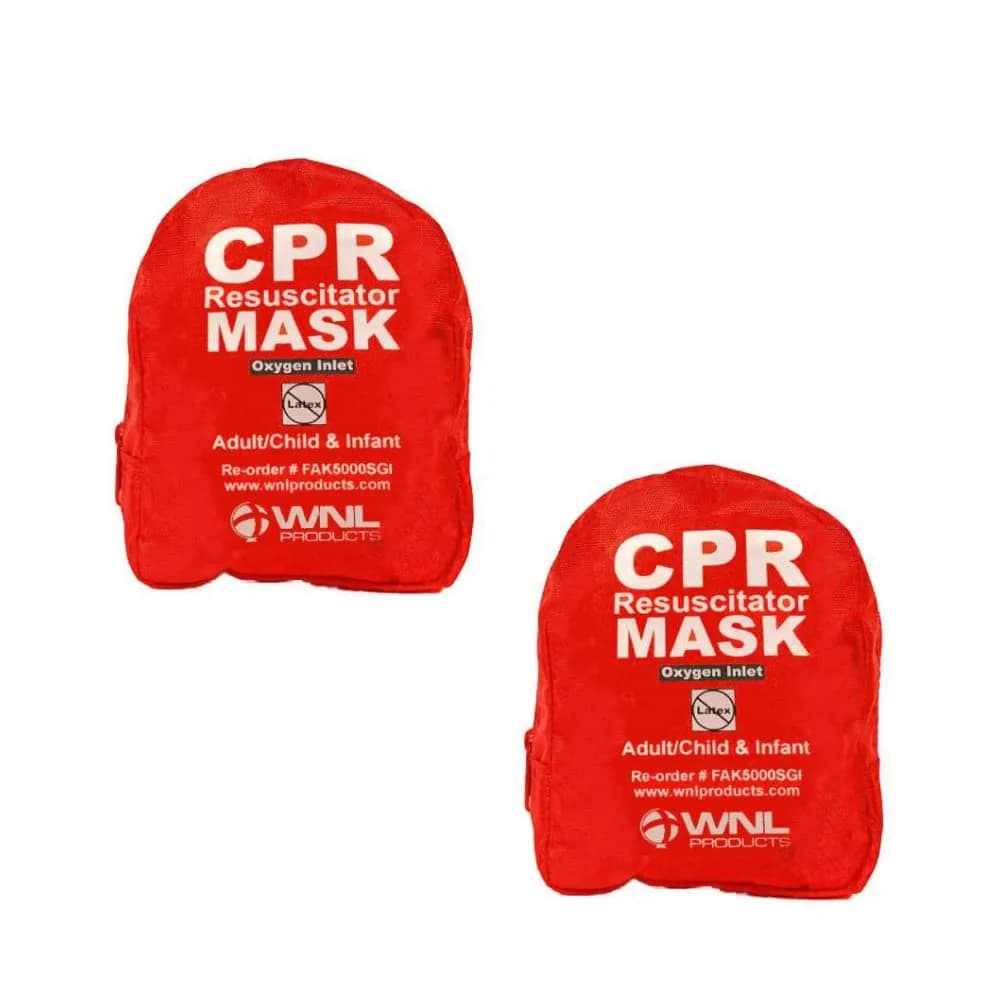 WNL Products CPR Rescue Mask Kit with One-Way Valve, Adult/Child & Infant Masks, Soft Case | ASTM Certified Bacterial Filtration — 2