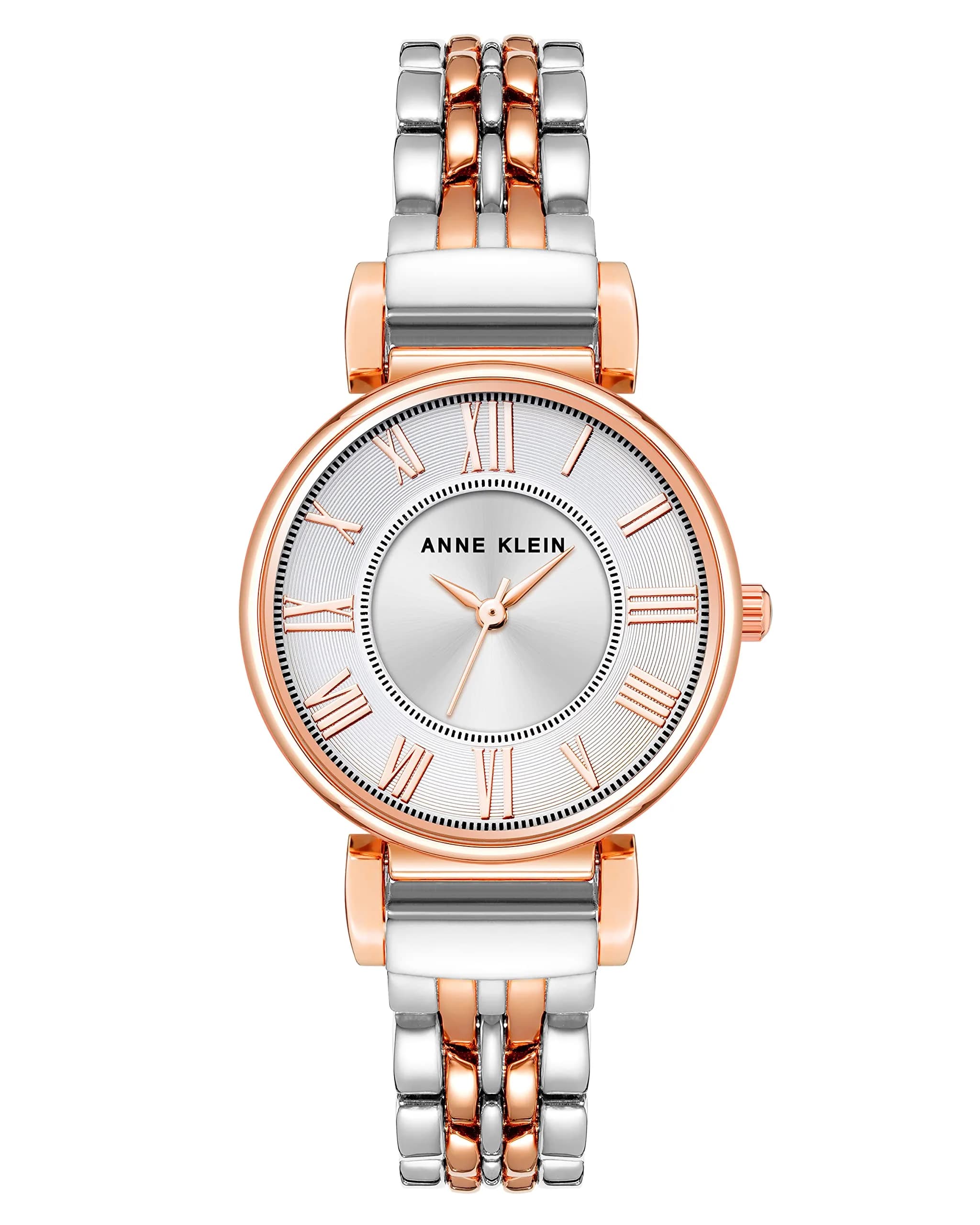 Anne Klein Women's Silver & Rose Gold Crystal Accented Bracelet Watch 30mm - main product image