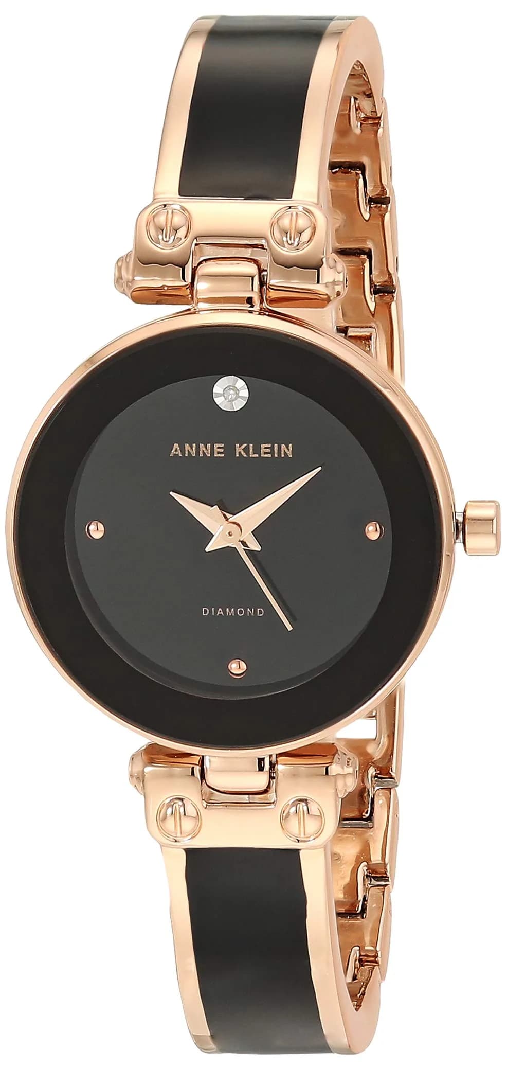 Anne Klein Women's Rose Gold-Tone Bangle Watch with Genuine Diamond Dial | 28mm Case - main product image