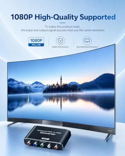 Koopman-Tech Component to HDMI Converter 2.6 x 2.1 x 0.75 in | Supports 1080P Video & Audio thumbnail 2