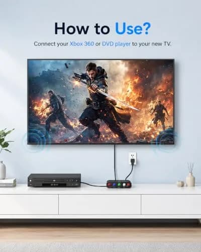 Koopman-Tech Component to HDMI Converter 2.6 x 2.1 x 0.75 in | Supports 1080P Video & Audio thumbnail 4