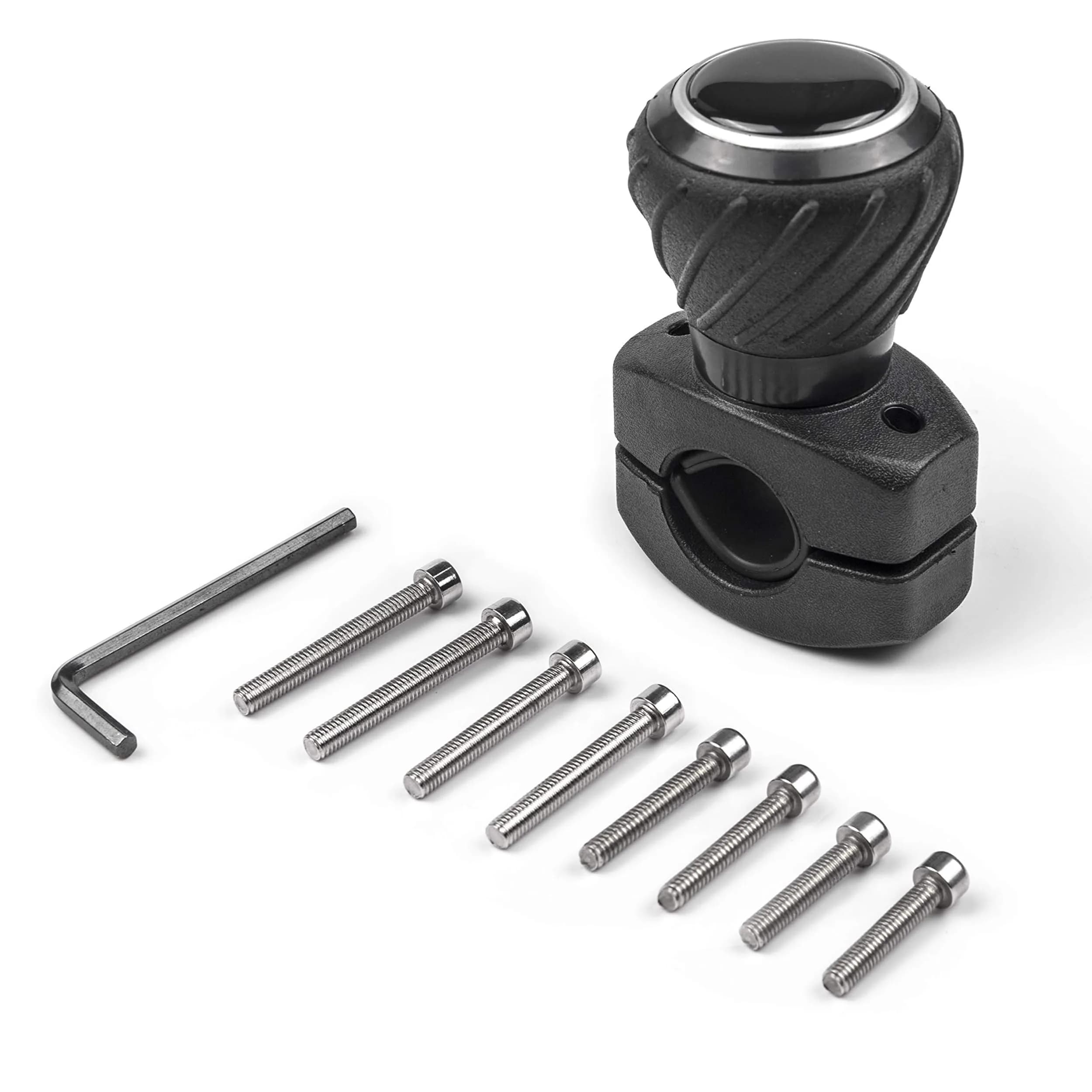 Polar Snow Products Deluxe Steering Wheel Spinner Knob with Universal Fit for Cars, Trucks, Tractors, Mowers, Forklifts, Boats (Black, 1.75" Max Grip) - main product image