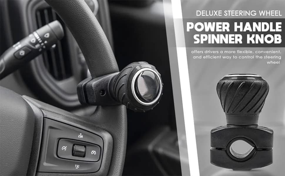 Polar Snow Products Deluxe Steering Wheel Spinner Knob with Universal Fit for Cars, Trucks, Tractors, Mowers, Forklifts, Boats (Black, 1.75" Max Grip) thumbnail 2