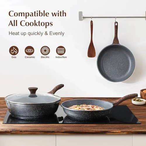 SENSARTE 11 Inch Nonstick Frying Pan Skillet | Swiss Granite Coating, PFOA Free, Induction Compatible thumbnail 6