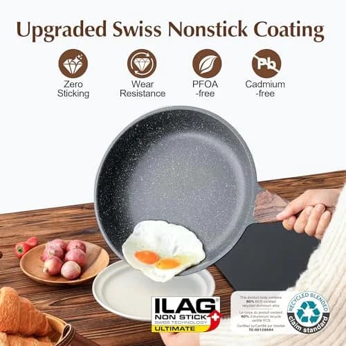 SENSARTE 11 Inch Nonstick Frying Pan Skillet | Swiss Granite Coating, PFOA Free, Induction Compatible thumbnail 3
