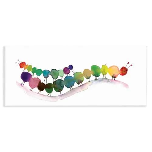 Stupell Industries Rainbow Inchworms Wall Plaque 7 x 17 Inch | Whimsical Kids Decor with Cheerful Rainbow & Insects thumbnail 1