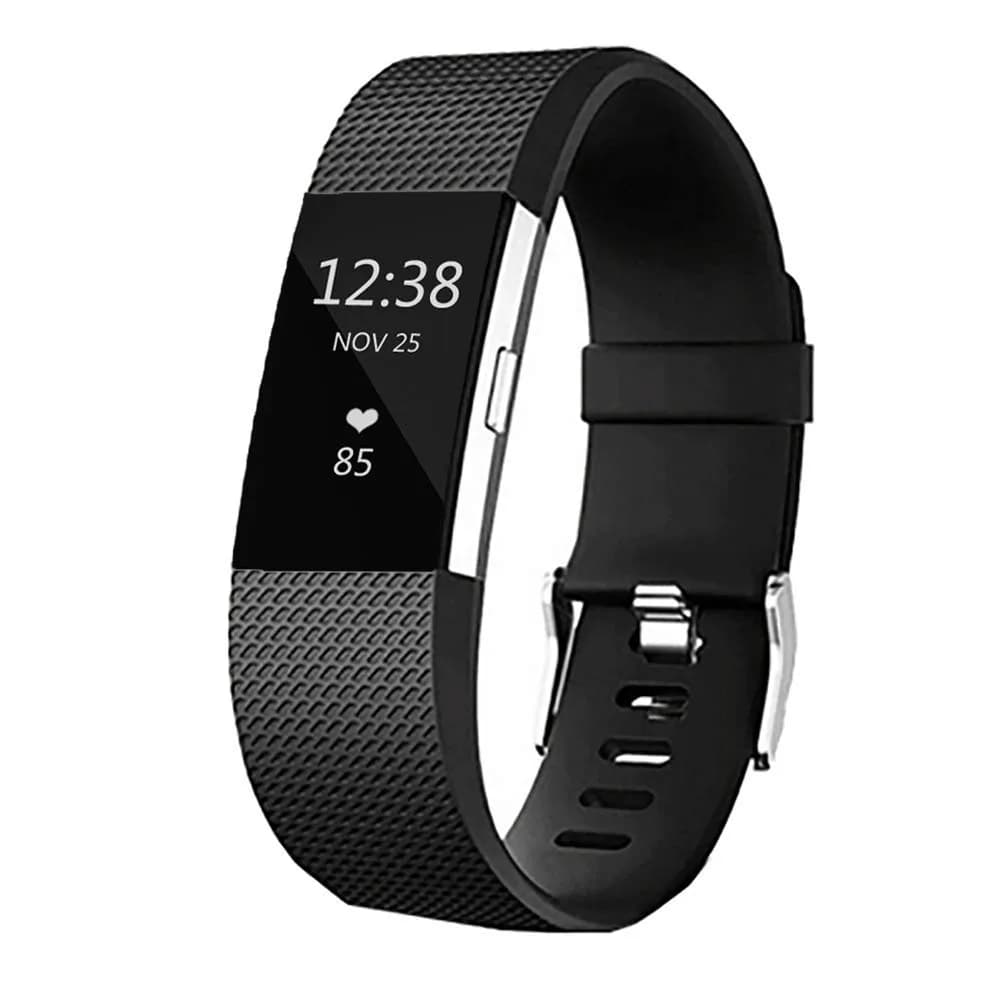 Yuuol Replacement Bands for Fitbit Charge 2, Silicone Adjustable Classic Bands for Fitbit Charge 2, Women Men (Large, Black) — Black