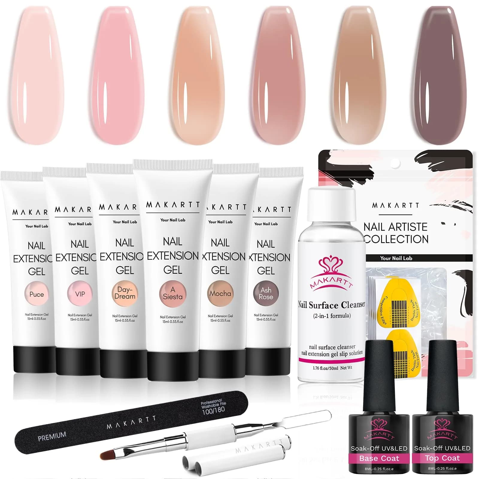 Makartt 6 Nude Colors Poly Nail Gel Kit - Hema-Free Builder Gel for Nail Extensions - main product image