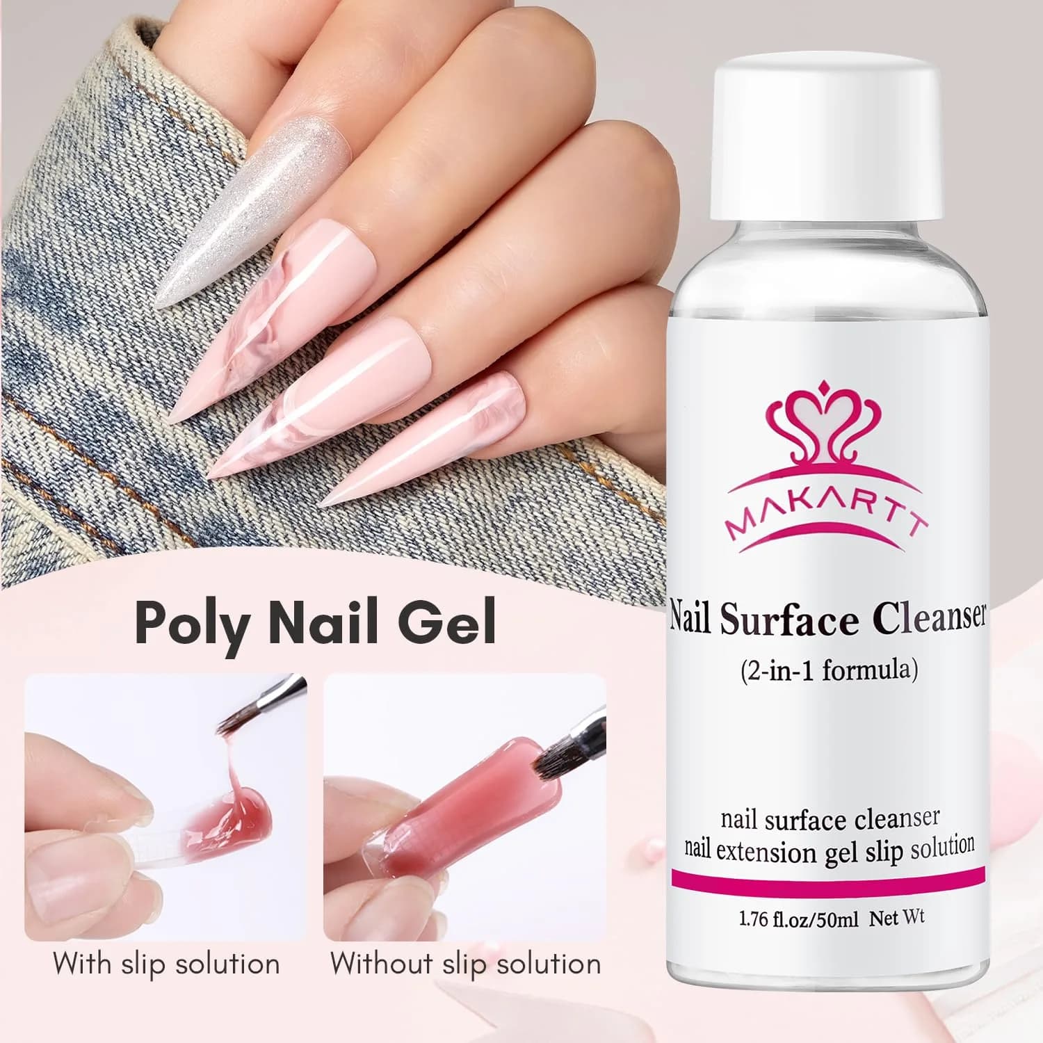 Makartt Nude Colors Poly Nail Gel Kit 15ml (0.5 Fl Oz) | All-in-One Builder Gel Extension Set with Slip Solution, Base, Top Coat, Forms - view 6