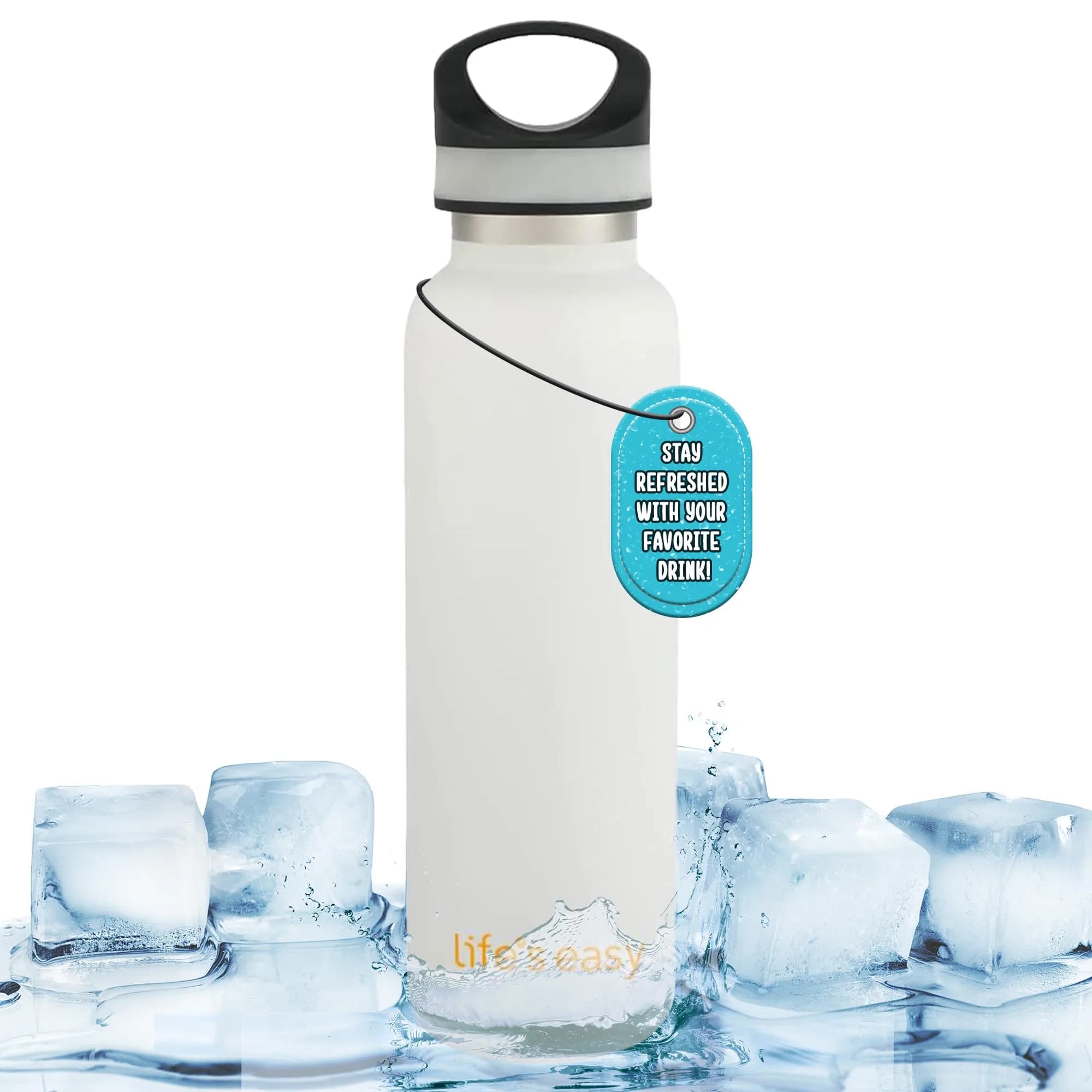 Life's Easy 20 oz Insulated Stainless Steel Sports Water Bottle | Keeps Hot 8h & Cold 24h — White