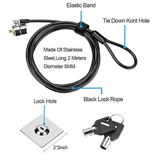 LORADAR 5Pack Laptop Cable Lock 6.7Ft | Anti Theft Security Lock with 5 Keys thumbnail 3