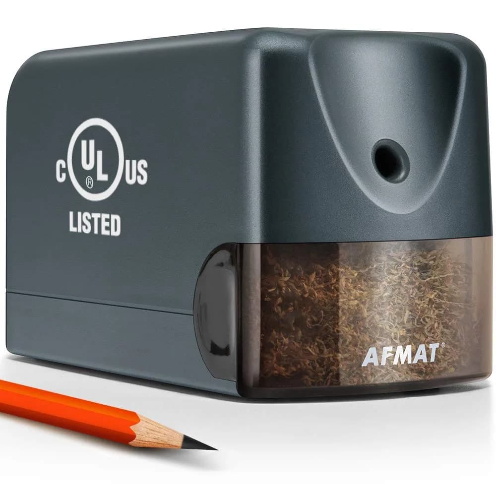 AFMAT Heavy Duty Electric Pencil Sharpener, Classroom & Home Use, UL Listed, 10000+ Sharpenings, Gray PS66 - main product image