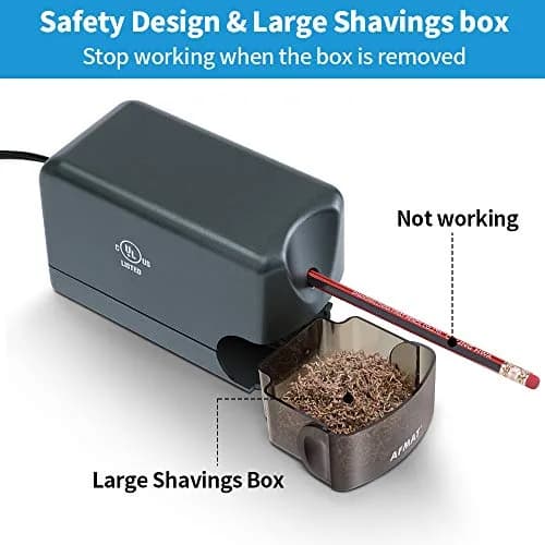 AFMAT Heavy Duty Electric Pencil Sharpener, Classroom & Home Use, UL Listed, 10000+ Sharpenings, Gray PS66 thumbnail 5