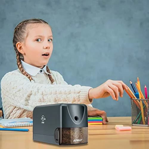 AFMAT Heavy Duty Electric Pencil Sharpener, Classroom & Home Use, UL Listed, 10000+ Sharpenings, Gray PS66 thumbnail 7