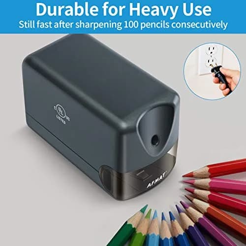 AFMAT Heavy Duty Electric Pencil Sharpener, Classroom & Home Use, UL Listed, 10000+ Sharpenings, Gray PS66 thumbnail 3
