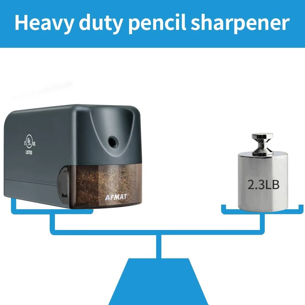 AFMAT Heavy Duty Electric Pencil Sharpener, Classroom & Home Use, UL Listed, 10000+ Sharpenings, Gray PS66 - view 4