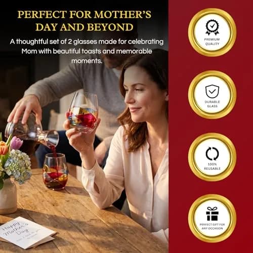 The Wine Savant Artisanal Hand Painted Stemless Wine Glasses 2 Pack | Romantic Gift for Celebrations thumbnail 4