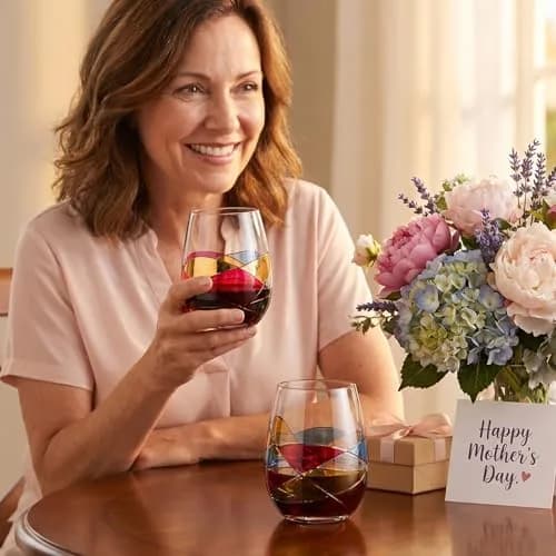 The Wine Savant Artisanal Hand Painted Stemless Wine Glasses 2 Pack | Romantic Gift for Celebrations thumbnail 7