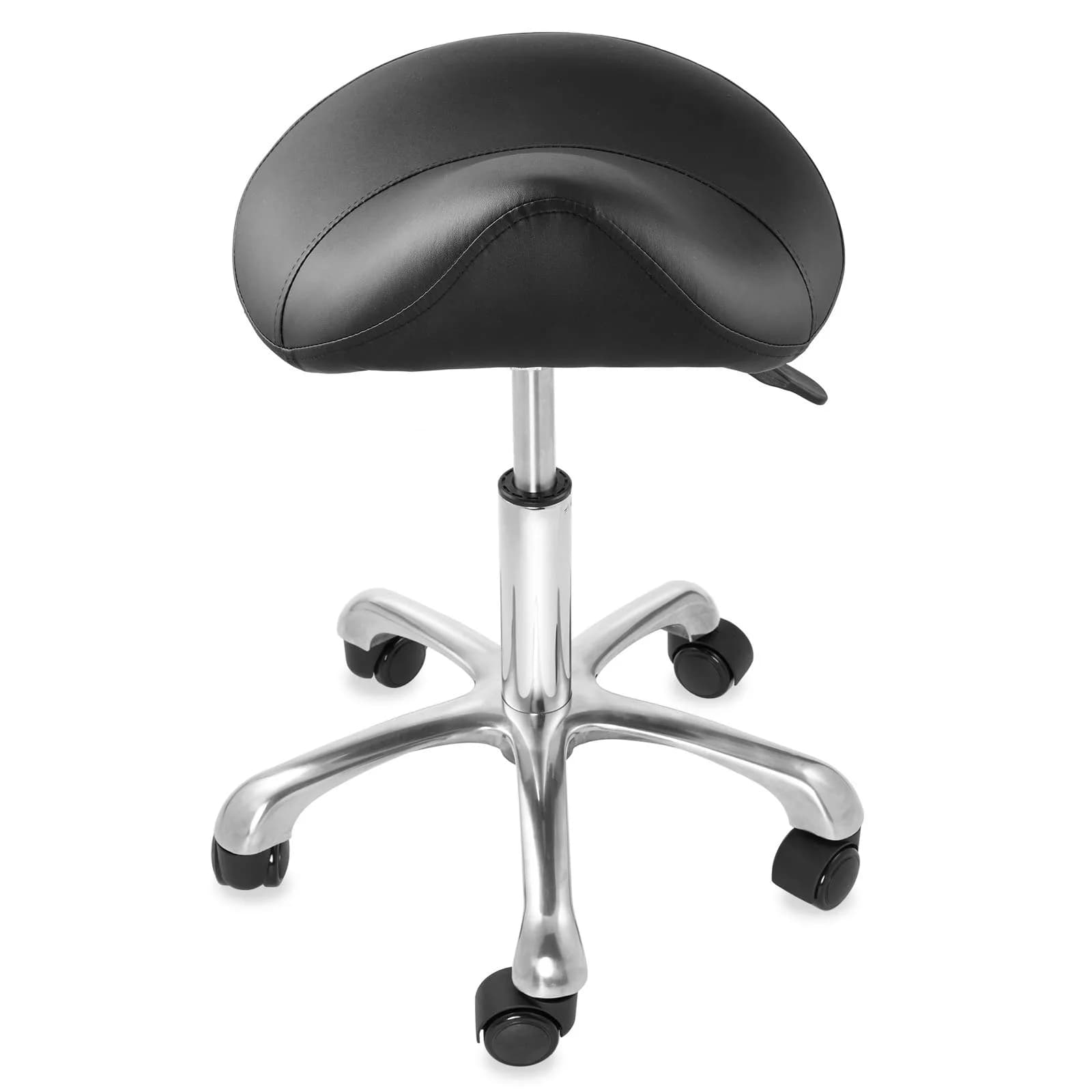 Saloniture Professional Ergonomic Saddle Stool Black | 19.5cm (7.68in) Wide Seat, Adjustable Height 49.5-64.8cm (19.5-25.5in) - view 3