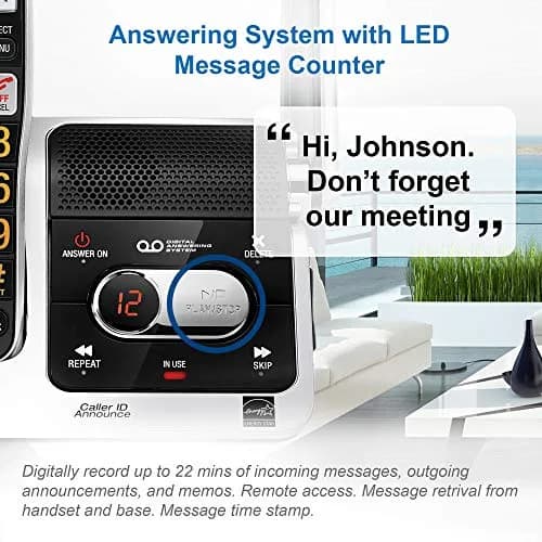 AT&T BL102-2 DECT 6.0 Cordless Phone System with Answering Machine, Call Blocking, Caller ID Announce, Audio Assist, Intercom, Silver/Black (2 Handsets) thumbnail 7