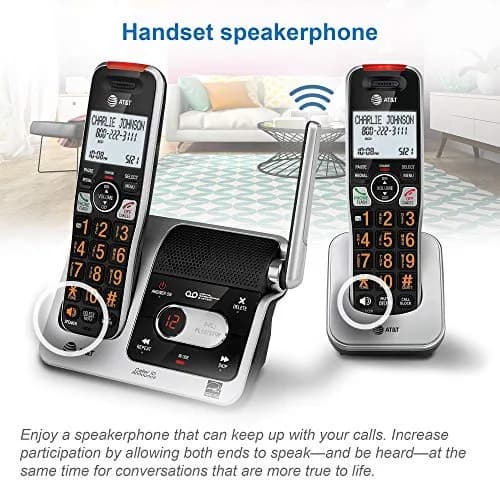 AT&T BL102-2 DECT 6.0 Cordless Phone System with Answering Machine, Call Blocking, Caller ID Announce, Audio Assist, Intercom, Silver/Black (2 Handsets) thumbnail 9