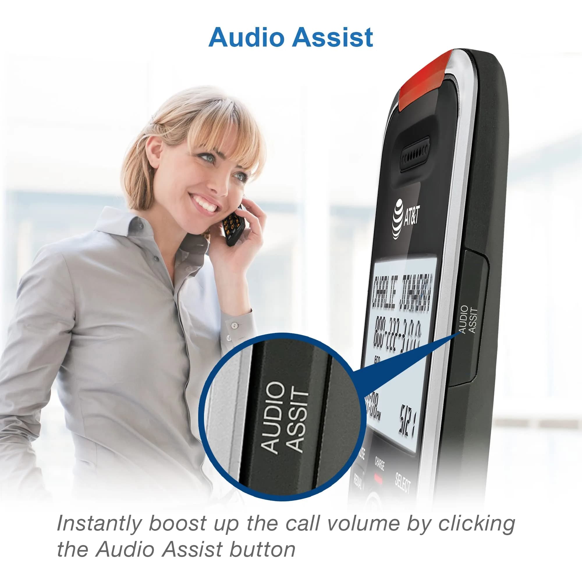 AT&T BL102-4 DECT 6.0 Cordless Phone System with Answering Machine, 4 Handsets, Silver/Black | Unsurpassed Range & Clarity - view 4
