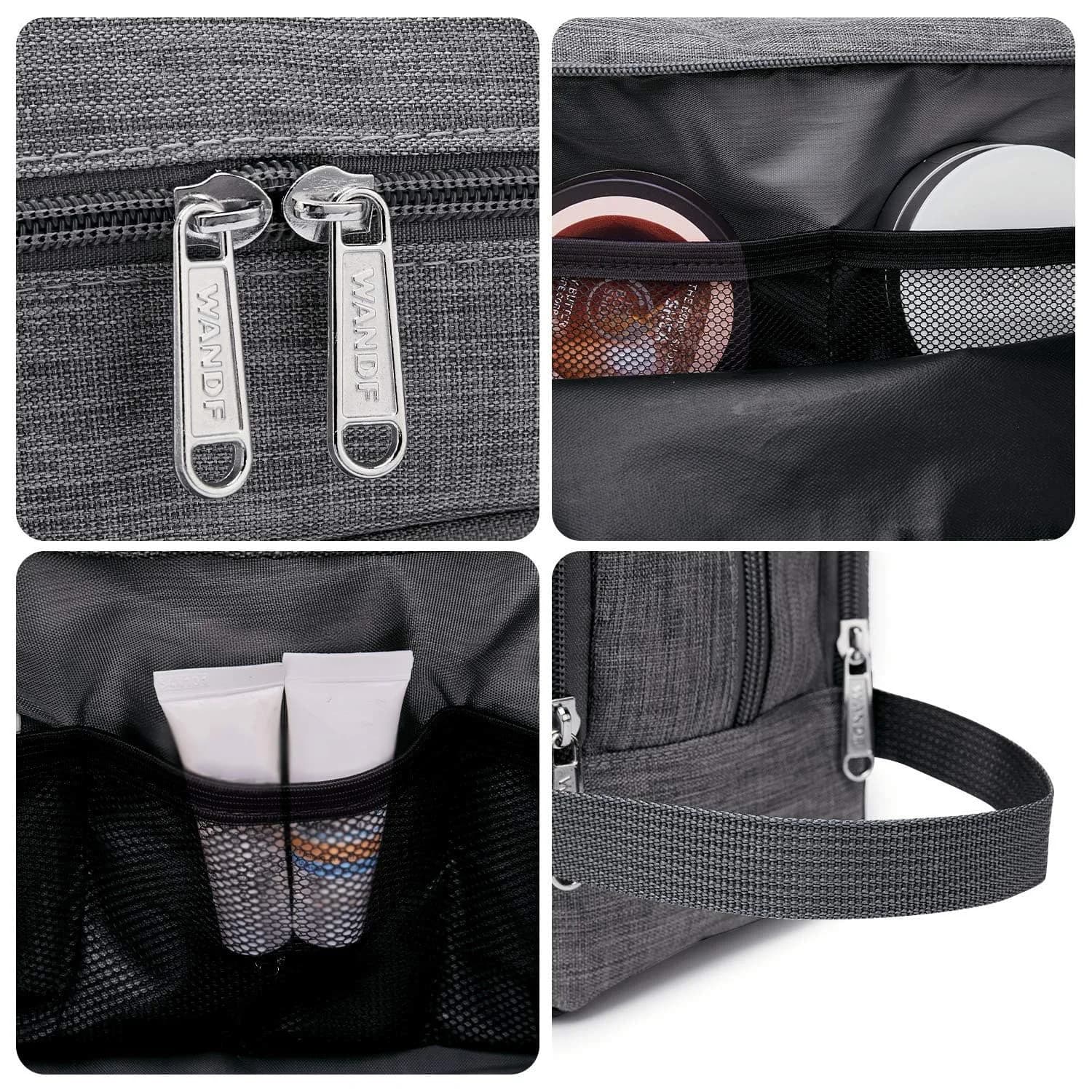 WANDF Travel Toiletry Bag for Men, Small Dopp Kit for Toiletries | Water-Resistant Polyester - view 4