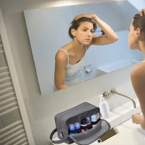 WANDF Travel Toiletry Bag for Men, Small Dopp Kit for Toiletries | Water-Resistant Polyester thumbnail 5