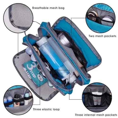 WANDF Travel Toiletry Bag for Men, Small Dopp Kit | 25cm x 12cm x 5cm (9.5" x 4.7" x 5.9") thumbnail 3