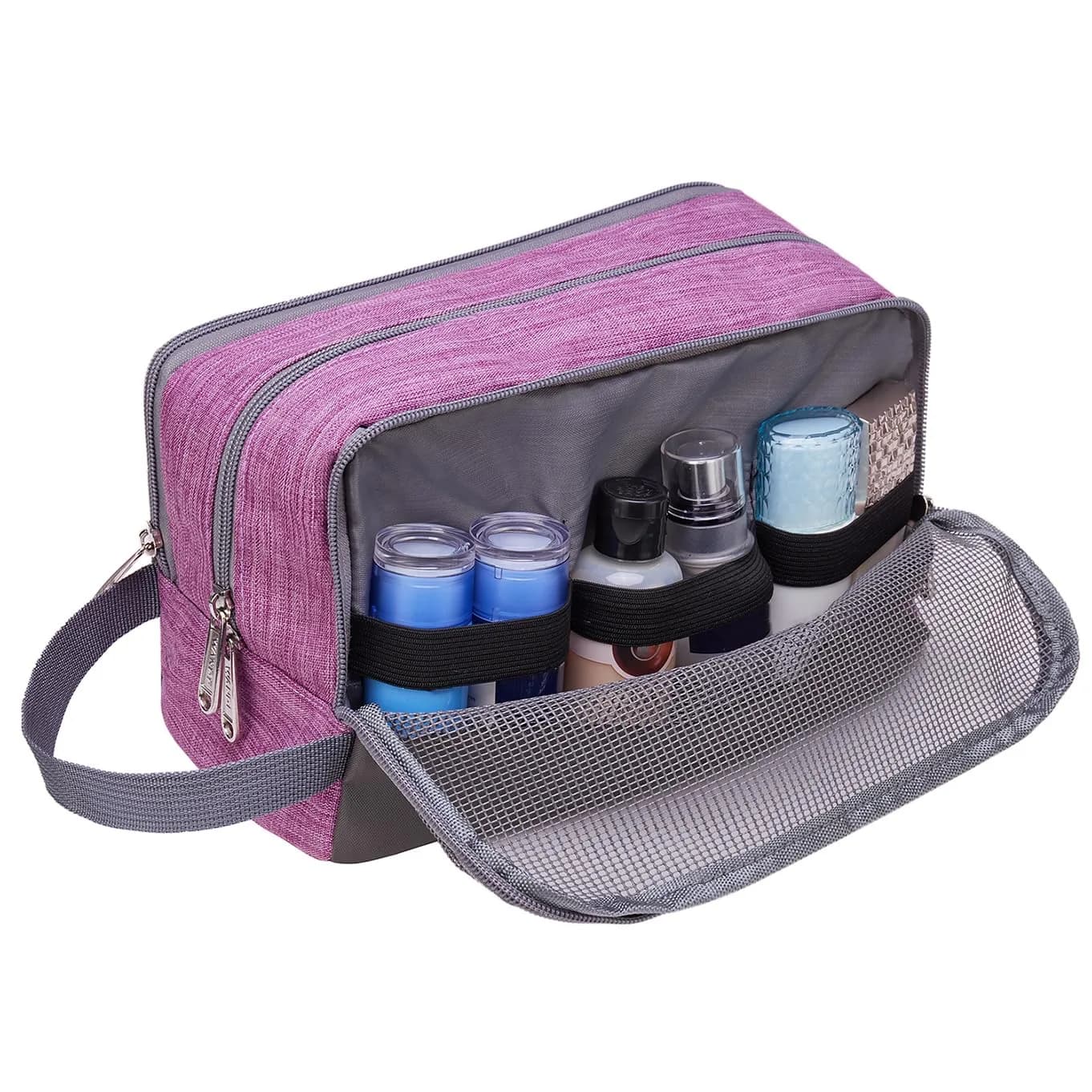 WANDF Travel Toiletry Bag for Men, Small Dopp Kit Purple | Water-Resistant Polyester, 23cm x 12cm x 15cm - view 6