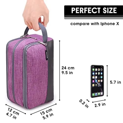 WANDF Travel Toiletry Bag for Men, Small Dopp Kit Purple | Water-Resistant Polyester, 23cm x 12cm x 15cm thumbnail 2