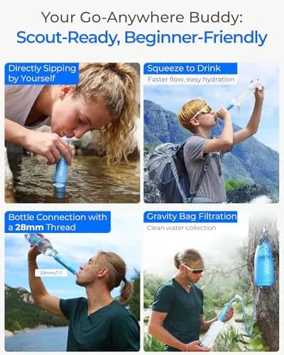 Waterdrop Gravity Water Filter Straw with 1.5 Gal Bag, 0.1 Micron 5-Stage Filtration | Survival Water Purifier for Travel, Backpacking and Emergency Preparedness thumbnail 4