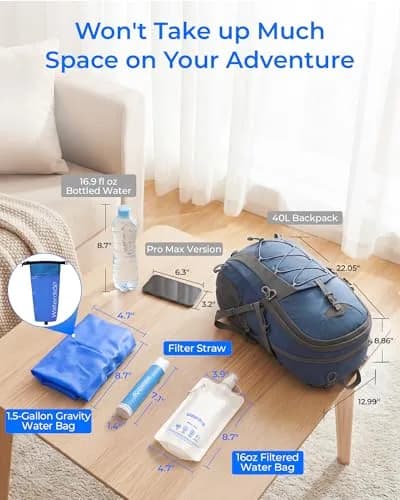 Waterdrop Gravity Water Filter Straw with 1.5 Gal Bag, 0.1 Micron 5-Stage Filtration | Survival Water Purifier for Travel, Backpacking and Emergency Preparedness thumbnail 7