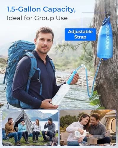Waterdrop Gravity Water Filter Straw with 1.5 Gal Bag, 0.1 Micron 5-Stage Filtration | Survival Water Purifier for Travel, Backpacking and Emergency Preparedness thumbnail 8