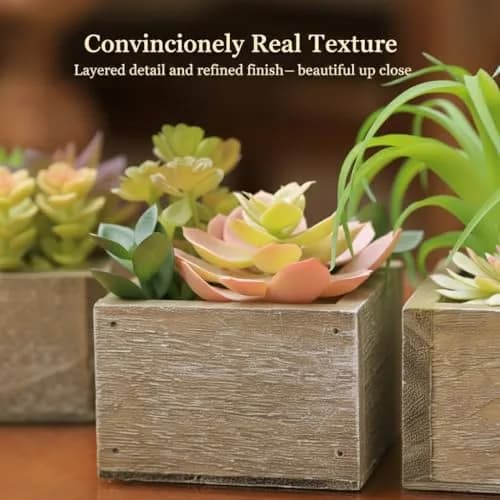 Mingfuxin Artificial Succulents Indoor Fake Plants Set of 3 | Realistic Mini Potted Decor for Home & Bathroom thumbnail 4