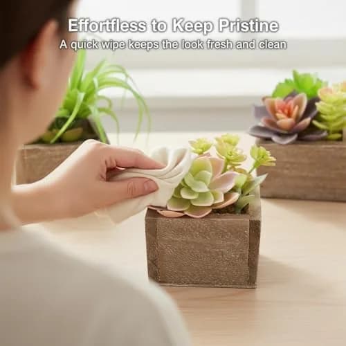 Mingfuxin Artificial Succulents Indoor Fake Plants Set of 3 | Realistic Mini Potted Decor for Home & Bathroom thumbnail 5