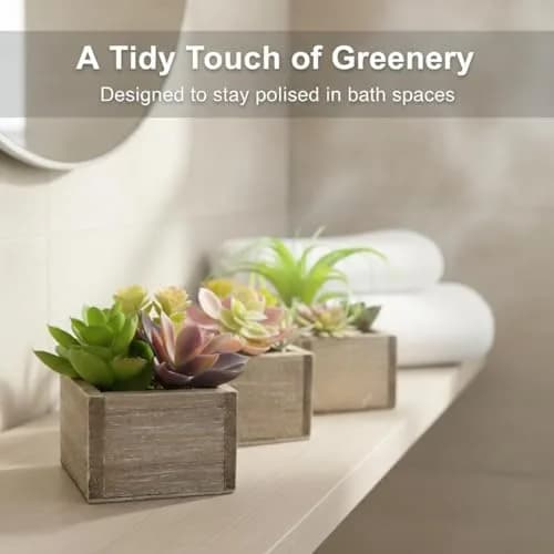 Mingfuxin Artificial Succulents Indoor Fake Plants Set of 3 | Realistic Mini Potted Decor for Home & Bathroom thumbnail 6