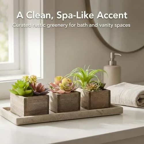 Mingfuxin Artificial Succulents Indoor Fake Plants Set of 3 | Realistic Mini Potted Decor for Home & Bathroom thumbnail 2