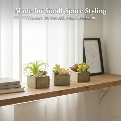 Mingfuxin Artificial Succulents Indoor Fake Plants Set of 3 | Realistic Mini Potted Decor for Home & Bathroom thumbnail 3