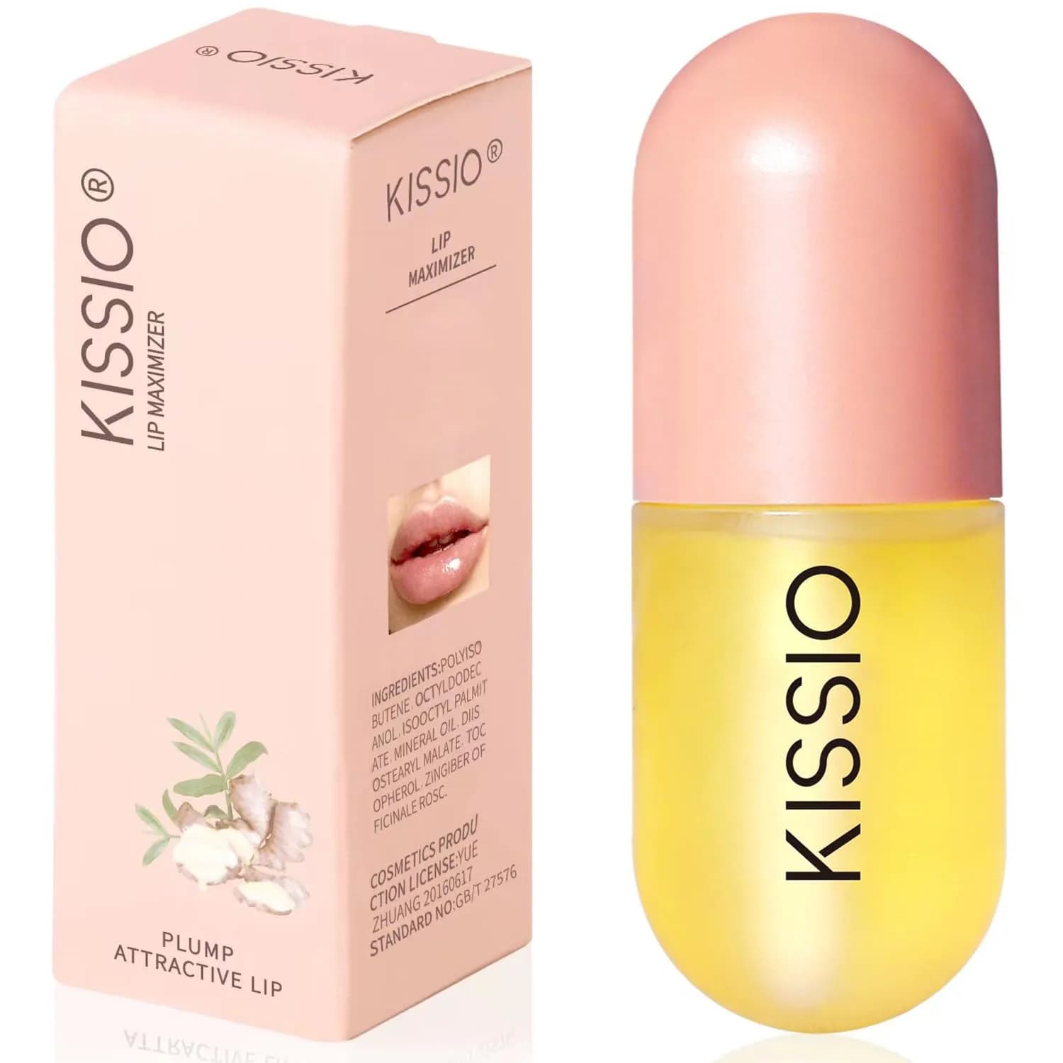 KISSIO Natural Lip Plumper Gloss 5.6ml (0.19 Fl Oz) | For Fuller, Hydrated Lips