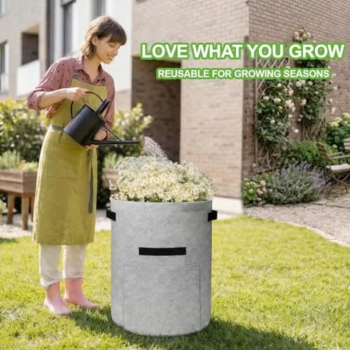 Homyhoo 4 Pack Plant Grow Bags 10 Gallon | Breathable, Handles & Harvest Window for Vegetables thumbnail 7