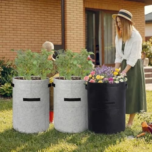 Homyhoo 4 Pack Plant Grow Bags 10 Gallon | Breathable, Handles & Harvest Window for Vegetables thumbnail 8