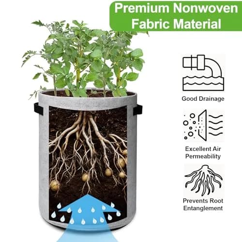 Homyhoo 4 Pack Plant Grow Bags 10 Gallon | Breathable, Handles & Harvest Window for Vegetables thumbnail 2