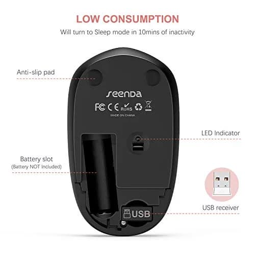 seenda Wireless Mouse 2.4G Noiseless Portable Rose Gold & Black | Compact, Reliable, for PC & Laptop thumbnail 3