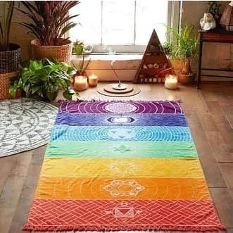 OYEFLY Rainbow Chakra Yoga Mat Sunscreen Shawl 75x150cm | Vibrant Boho Style for Yoga & Travel thumbnail 2