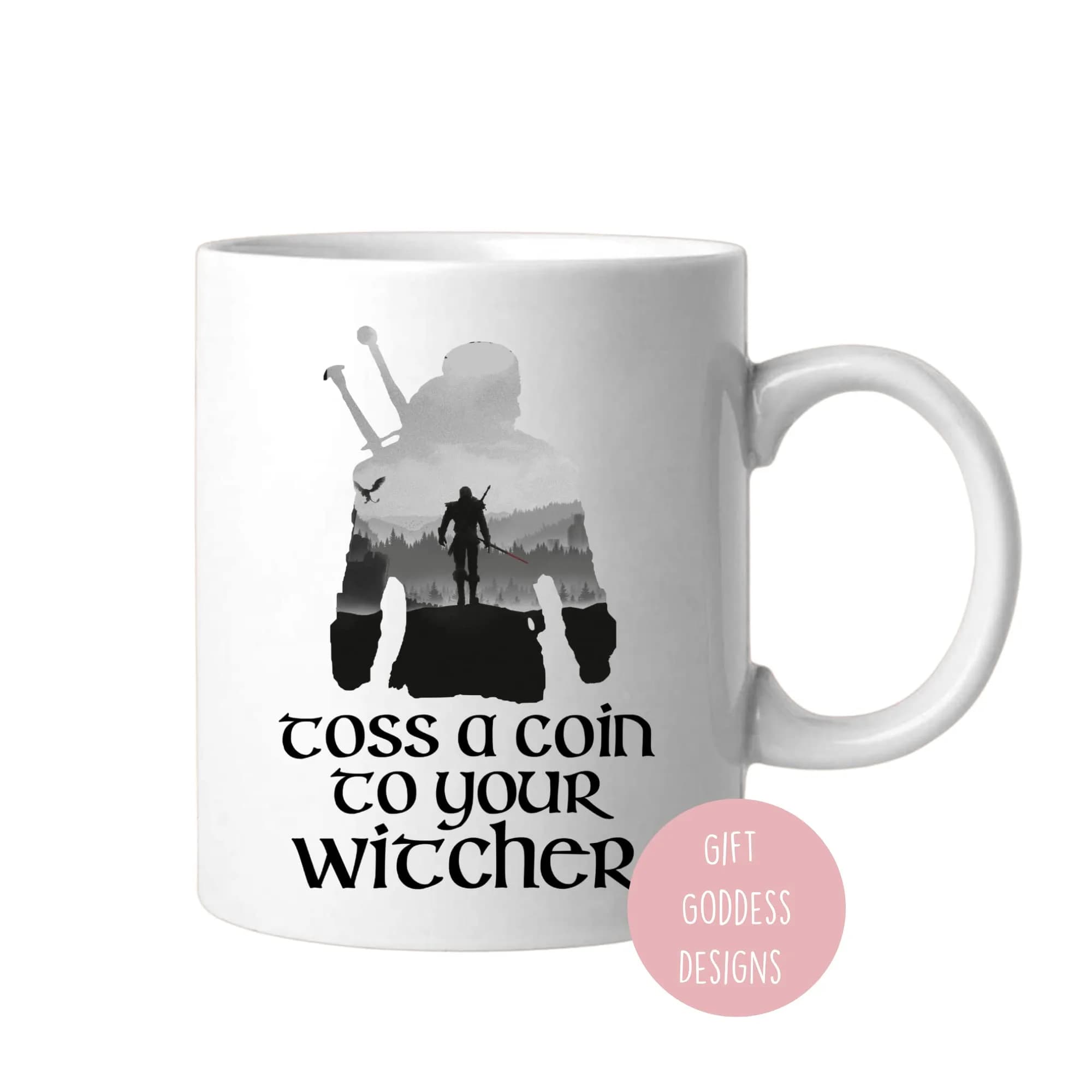 BALOR Toss A Coin To Your Witcher Ceramic Coffee Mug 325ml (11 oz) | Funny Gift for Family, Friend, Coworker — White