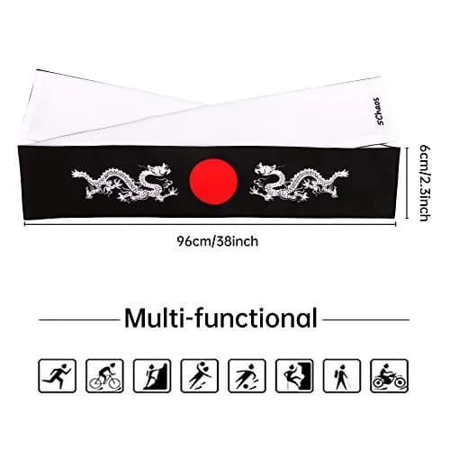 5Chaos Japanese Dragon Headband Hachimaki 5.8cm (2.3" W) x 96.5cm (38" L) | Reversible Bushido Head Wrap for Karate Cosplay Kitchen Chef Ninja Samurai Party Festival thumbnail 5