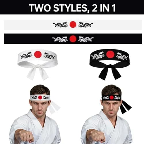 5Chaos Japanese Dragon Headband Hachimaki 5.8cm (2.3" W) x 96.5cm (38" L) | Reversible Bushido Head Wrap for Karate Cosplay Kitchen Chef Ninja Samurai Party Festival thumbnail 2